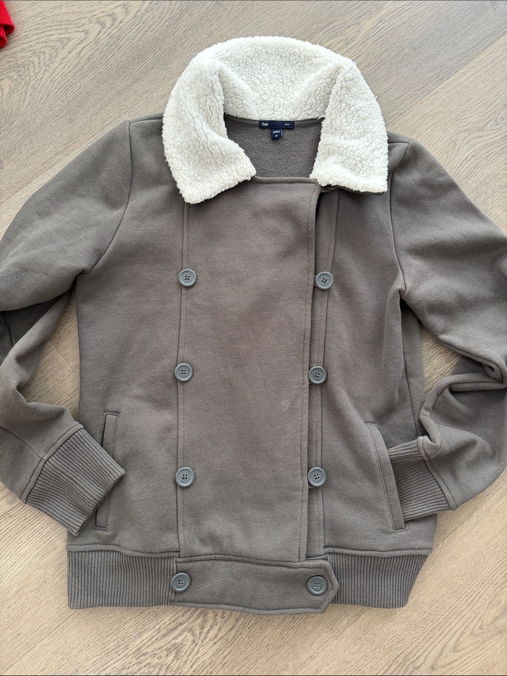 Womens Faux-Sherpa Collared Jacket in Gray